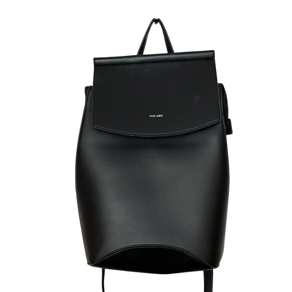 Pixie Mood Kim 14" x 10" Vegan Leather Mini Convertible Black Backpack Minimal - Picture 1 of 7